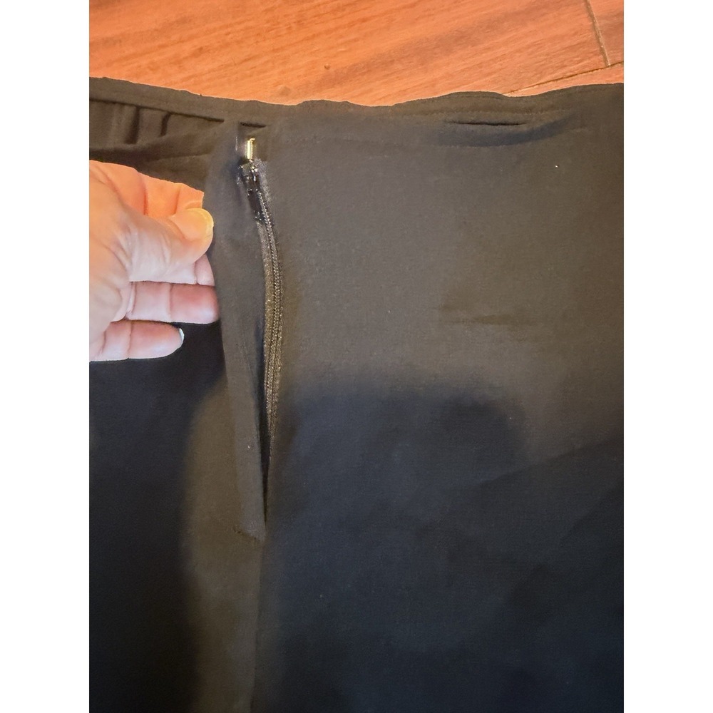 Eileen Fisher Petite Large 100% Silk Black Wide Leg Crop Pants With Front Zipper - Picture 4 of 9
